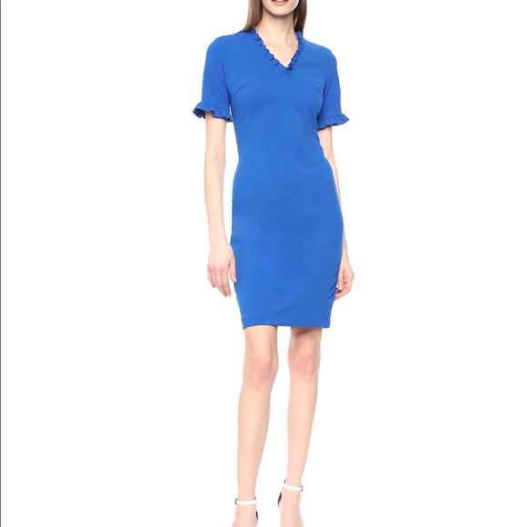 Calvin Klein Dresses & Skirts - Cobalt Blue Calvin Klein Dress with Ruffle Detail